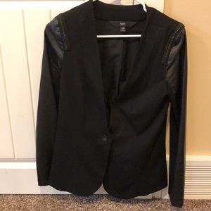 Blazer with pleather detail